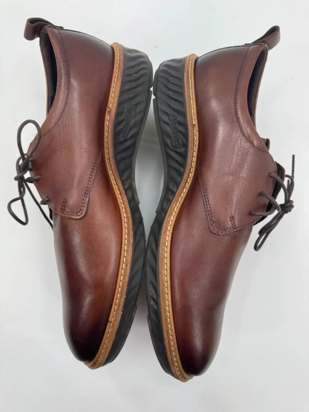 Ecco Mens Brown Leather Lace-Up Shoes EU 45 US 11 Rubber Sole Made In Portugal